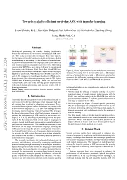 Towards scalable efficient on-device ASR with transfer learning