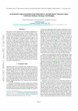 Automatic Equalization for Individual Instrument Tracks Using
  Convolutional Neural Networks