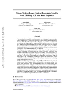 Stress-Testing Long-Context Language Models with Lifelong ICL and Task
  Haystack