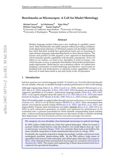 Benchmarks as Microscopes: A Call for Model Metrology