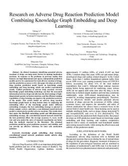 Research on Adverse Drug Reaction Prediction Model Combining Knowledge
  Graph Embedding and Deep Learning
