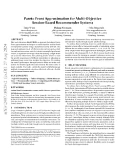 Pareto Front Approximation for Multi-Objective Session-Based Recommender Systems