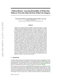PathwayBench: Assessing Routability of Pedestrian Pathway Networks
  Inferred from Multi-City Imagery