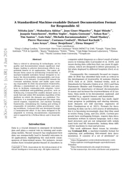 A Standardized Machine-readable Dataset Documentation Format for
  Responsible AI