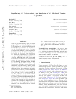 Regulating AI Adaptation: An Analysis of AI Medical Device Updates