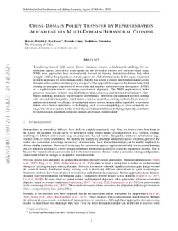 Cross-Domain Policy Transfer by Representation Alignment via
  Multi-Domain Behavioral Cloning
