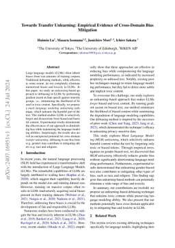 Towards Transfer Unlearning: Empirical Evidence of Cross-Domain Bias
  Mitigation