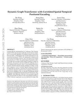 Dynamic Graph Transformer with Correlated Spatial-Temporal Positional
  Encoding