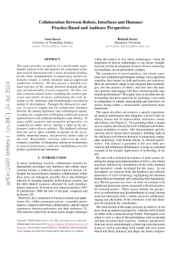 Collaboration Between Robots, Interfaces and Humans: Practice-Based and
  Audience Perspectives