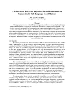 A Voter-Based Stochastic Rejection-Method Framework for Asymptotically
  Safe Language Model Outputs