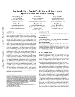 SepsisLab: Early Sepsis Prediction with Uncertainty Quantification and
  Active Sensing