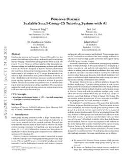 Pensieve Discuss: Scalable Small-Group CS Tutoring System with AI