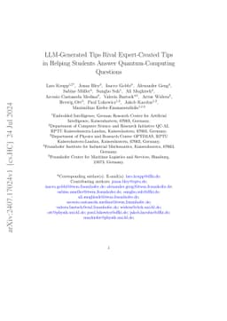 LLM-Generated Tips Rival Expert-Created Tips in Helping Students Answer
  Quantum-Computing Questions