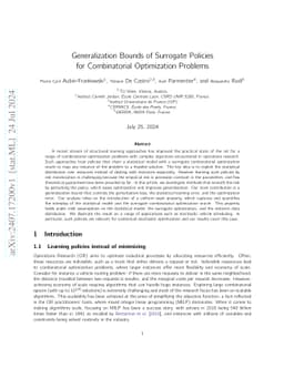 Generalization Bounds of Surrogate Policies for Combinatorial
  Optimization Problems