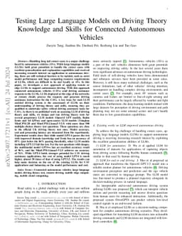 Testing Large Language Models on Driving Theory Knowledge and Skills for
  Connected Autonomous Vehicles
