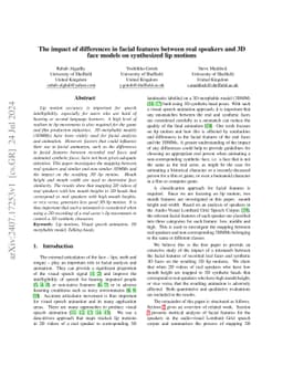 The impact of differences in facial features between real speakers and
  3D face models on synthesized lip motions