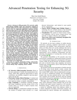 Advanced Penetration Testing for Enhancing 5G Security
