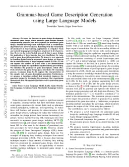 Grammar-based Game Description Generation using Large Language Models