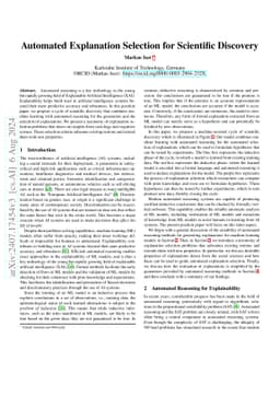 Automated Explanation Selection for Scientific Discovery