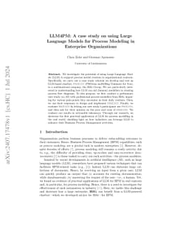LLM4PM: A case study on using Large Language Models for Process Modeling
  in Enterprise Organizations