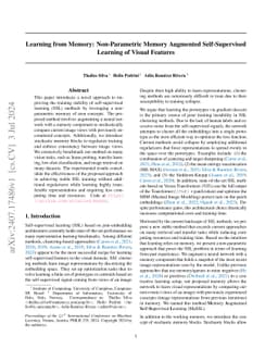 Learning from Memory: Non-Parametric Memory Augmented Self-Supervised
  Learning of Visual Features