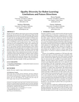 Quality Diversity for Robot Learning: Limitations and Future Directions