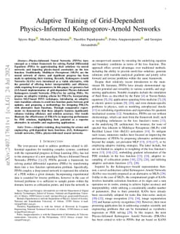 Adaptive Training of Grid-Dependent Physics-Informed Kolmogorov-Arnold
  Networks