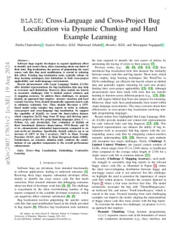 BLAZE: Cross-Language and Cross-Project Bug Localization via Dynamic
  Chunking and Hard Example Learning