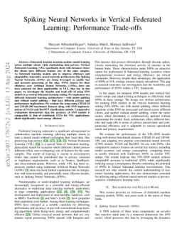 Spiking Neural Networks in Vertical Federated Learning: Performance
  Trade-offs