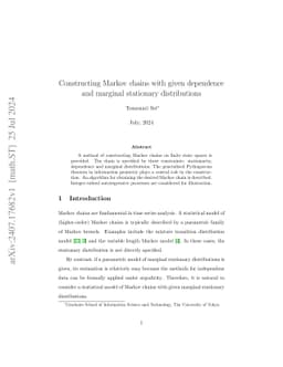 Constructing Markov chains with given dependence and marginal stationary
  distributions