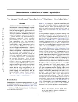 Transformers on Markov Data: Constant Depth Suffices
