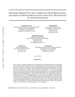 Describe Where You Are: Improving Noise-Robustness for Speech Emotion
  Recognition with Text Description of the Environment