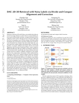 DAC: 2D-3D Retrieval with Noisy Labels via Divide-and-Conquer Alignment
  and Correction