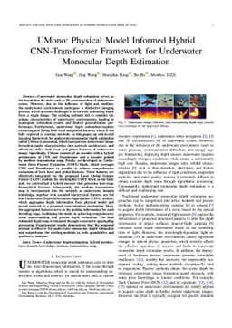 UMono: Physical Model Informed Hybrid CNN-Transformer Framework for
  Underwater Monocular Depth Estimation