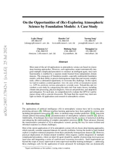 On the Opportunities of (Re)-Exploring Atmospheric Science by Foundation
  Models: A Case Study