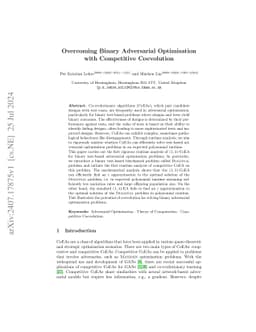 Overcoming Binary Adversarial Optimisation with Competitive Coevolution