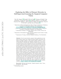 Exploring the Effect of Dataset Diversity in Self-Supervised Learning
  for Surgical Computer Vision