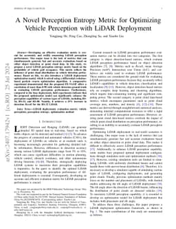 A Novel Perception Entropy Metric for Optimizing Vehicle Perception with
  LiDAR Deployment