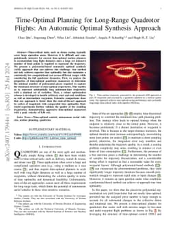 Time-Optimal Planning for Long-Range Quadrotor Flights: An Automatic
  Optimal Synthesis Approach