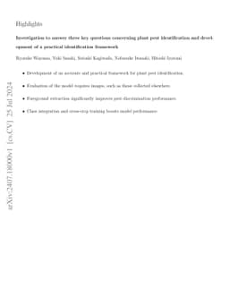 Investigation to answer three key questions concerning plant pest
  identification and development of a practical identification framework