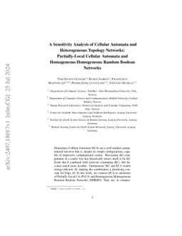 A Sensitivity Analysis of Cellular Automata and Heterogeneous Topology
  Networks: Partially-Local Cellular Automata and Homogeneous Homogeneous
  Random Boolean Networks