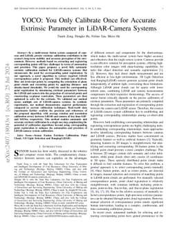 YOCO: You Only Calibrate Once for Accurate Extrinsic Parameter in
  LiDAR-Camera Systems