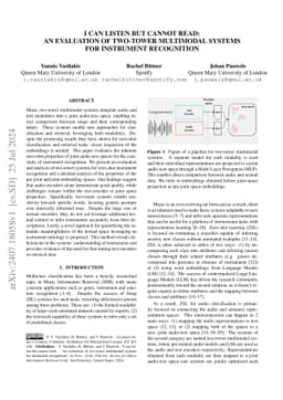 I can listen but cannot read: An evaluation of two-tower multimodal
  systems for instrument recognition