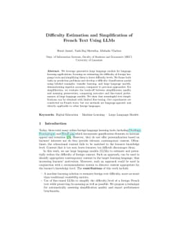 Difficulty Estimation and Simplification of French Text Using LLMs