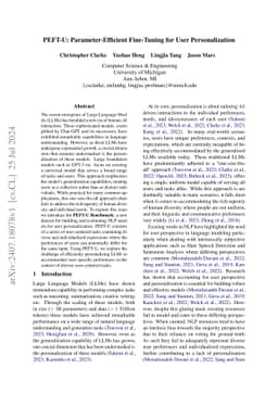 PEFT-U: Parameter-Efficient Fine-Tuning for User Personalization