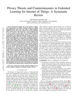 Privacy Threats and Countermeasures in Federated Learning for Internet
  of Things: A Systematic Review