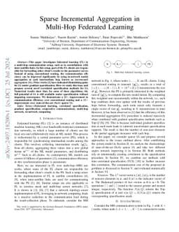 Sparse Incremental Aggregation in Multi-Hop Federated Learning