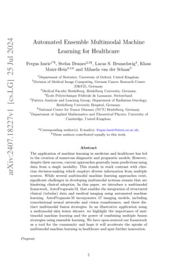 Automated Ensemble Multimodal Machine Learning for Healthcare