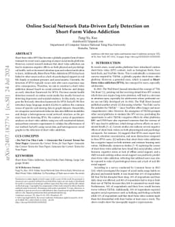 Online Social Network Data-Driven Early Detection on Short-Form Video
  Addiction