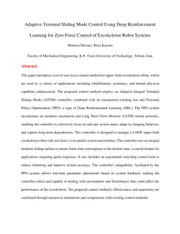 Adaptive Terminal Sliding Mode Control Using Deep Reinforcement Learning
  for Zero-Force Control of Exoskeleton Robot Systems